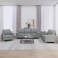 3 personers sofa med puder stof lysegrå