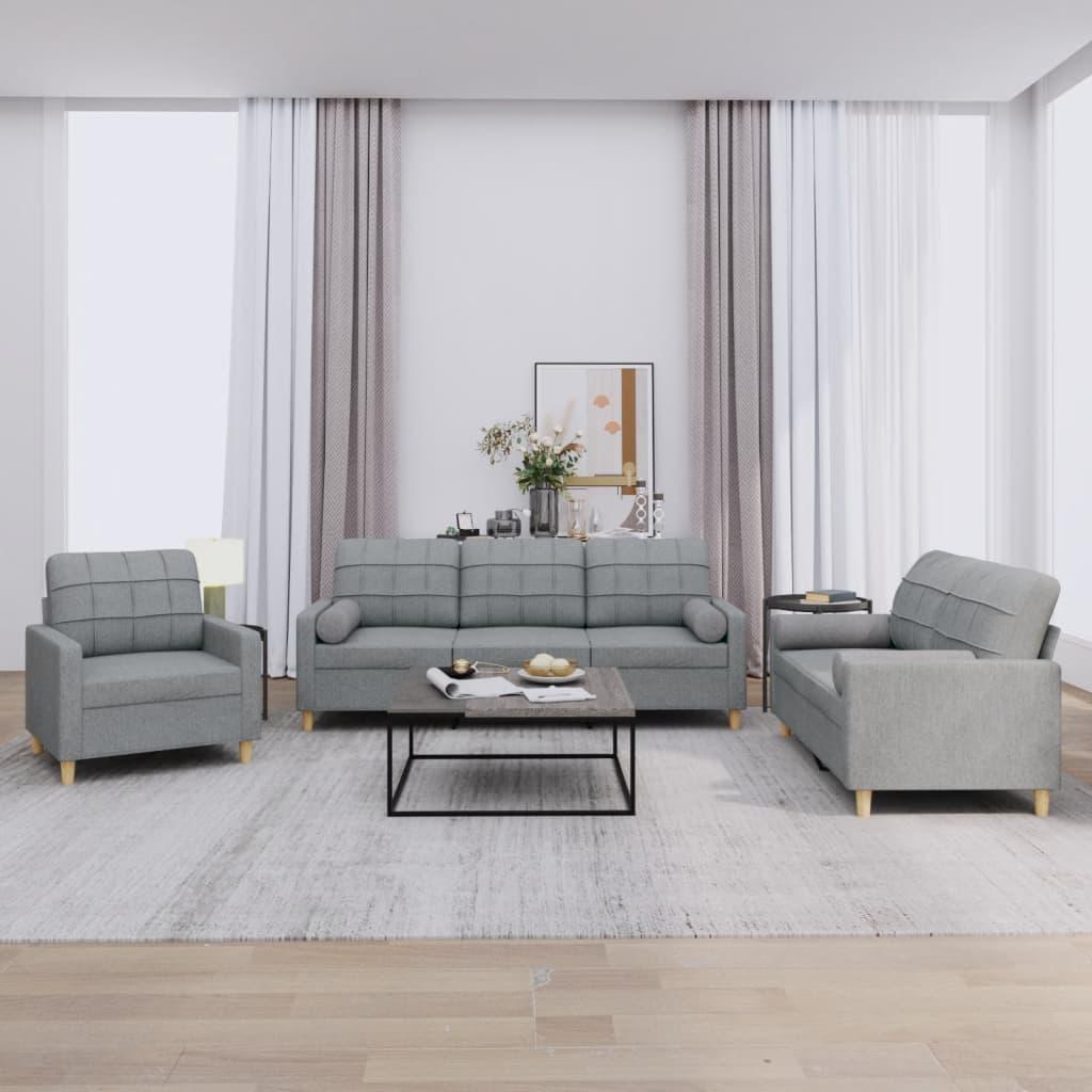 3 personers sofa med puder stof lysegrå