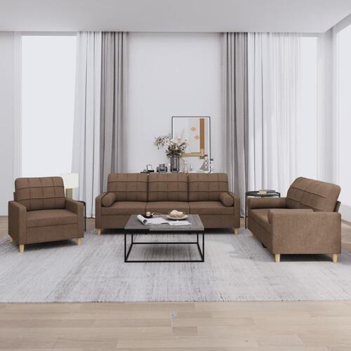3 personers sofa med puder stof brun