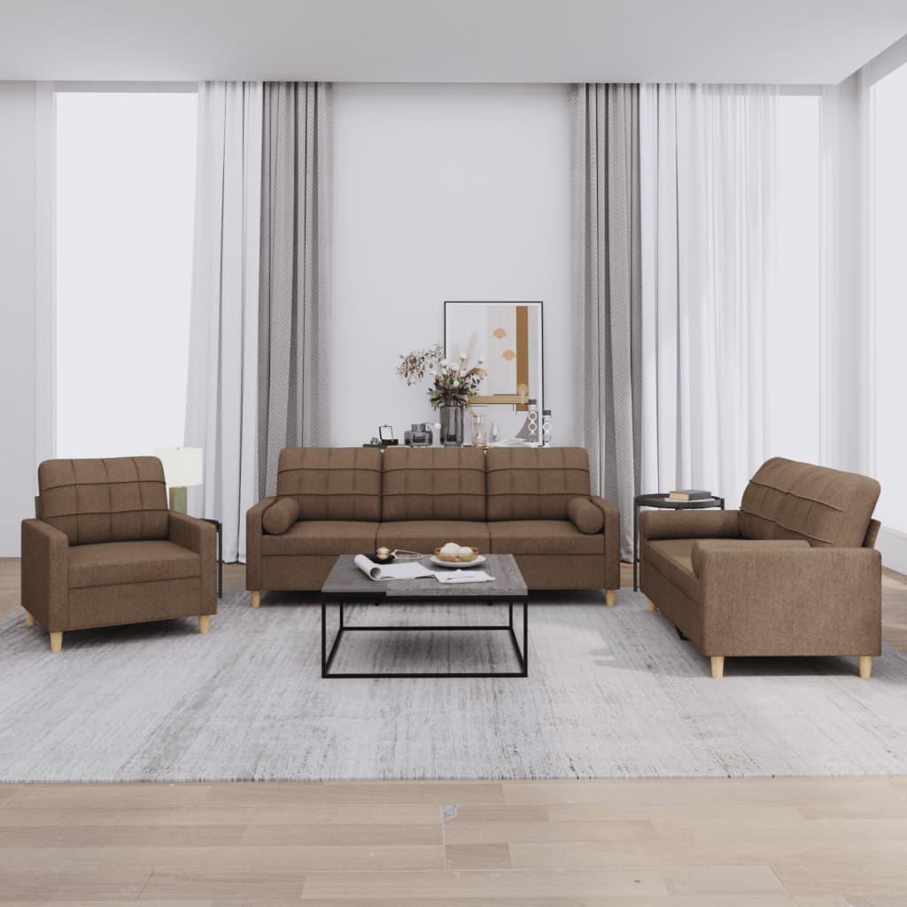 3 personers sofa med puder stof brun