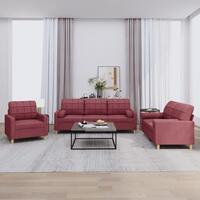 3 personers sofa med puder stof vinrød
