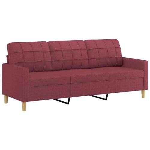 3 personers sofa med puder stof vinrød