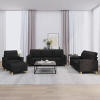Sofasæt 4 dele med puder stof sort