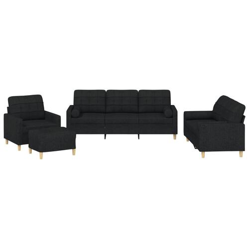 Sofasæt 4 dele med puder stof sort