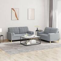 2 personers sofa med puder stof lysegrå