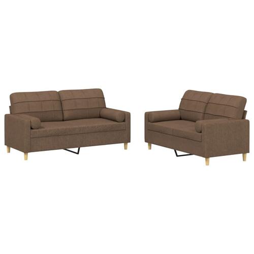 2 personers sofa med puder stof brun