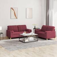 2 personers sofa med puder stof vinrød