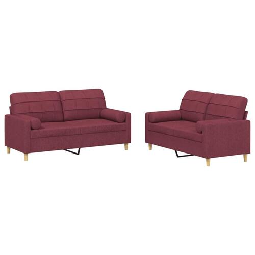 2 personers sofa med puder stof vinrød