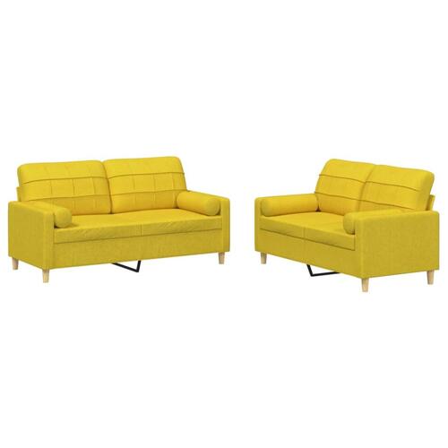 2 personers sofa med puder stof lysegul