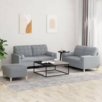 3 personers sofa med puder stof lysegrå