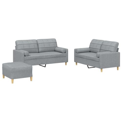 3 personers sofa med puder stof lysegrå