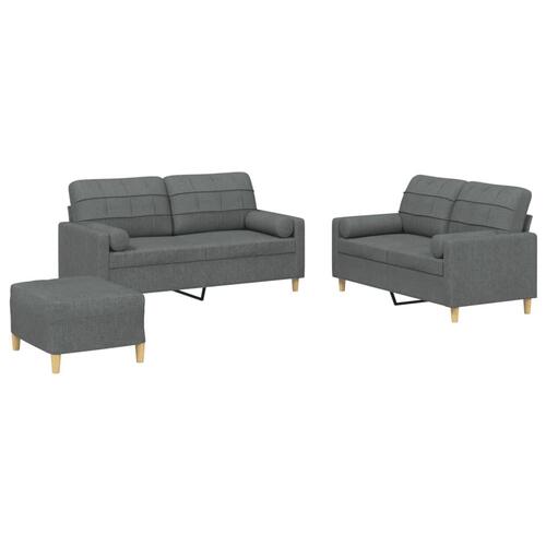 3 personers sofa med puder stof mørkegrå