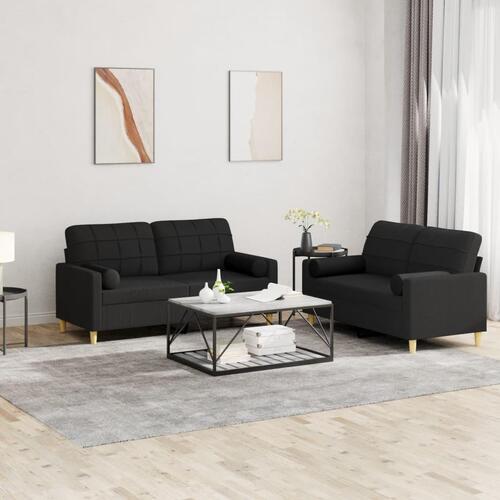 2 personers sofa med puder stof sort