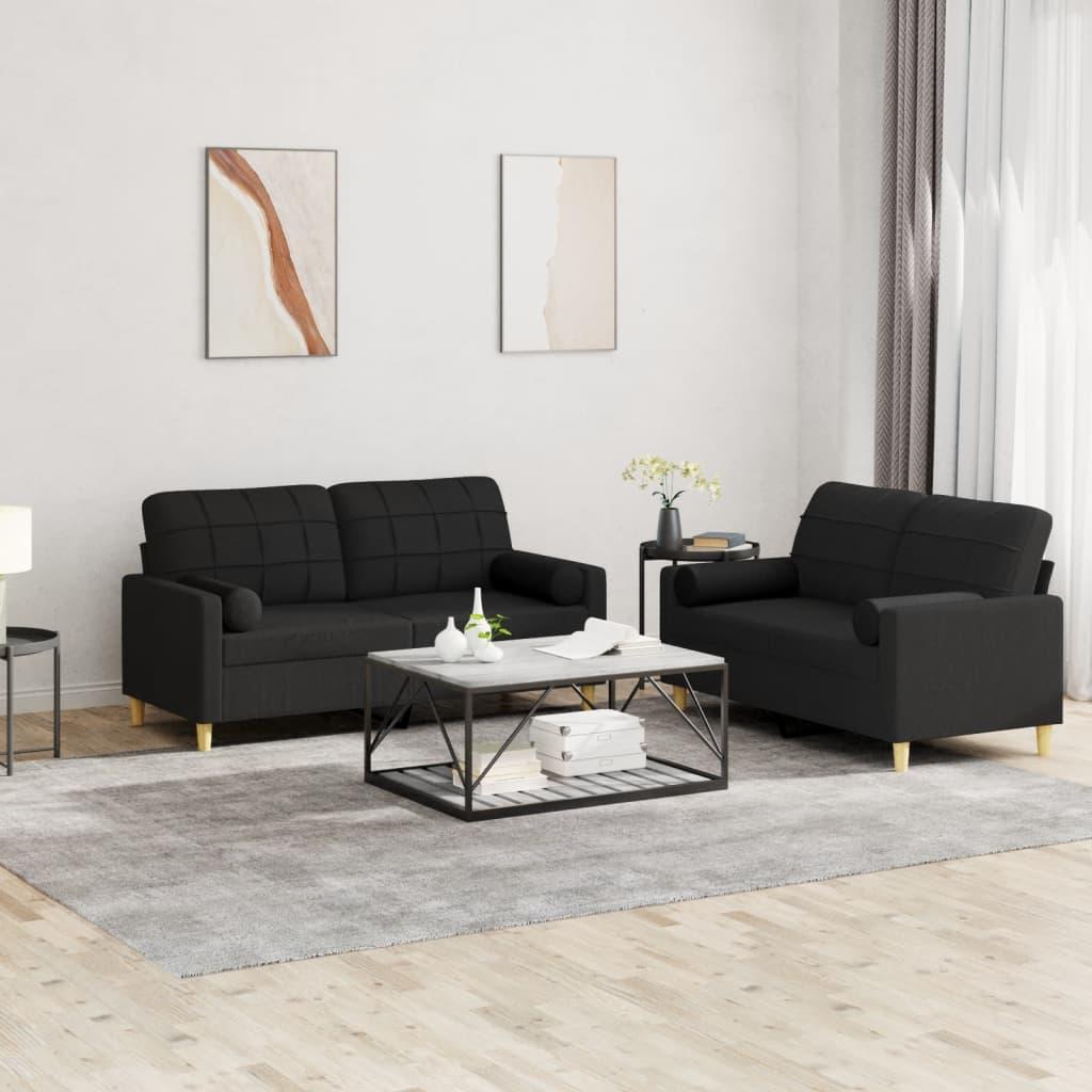 2 personers sofa med puder stof sort