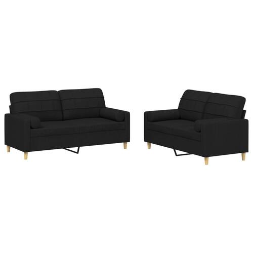 2 personers sofa med puder stof sort