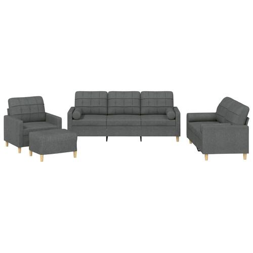 Sofasæt 4 dele med puder stof mørkegrå