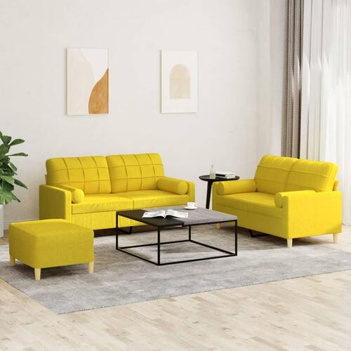 3 personers sofa med puder stof lysegul