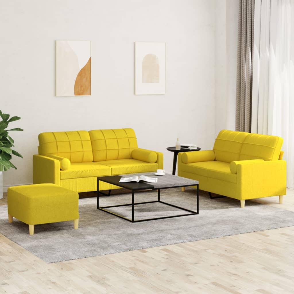 3 personers sofa med puder stof lysegul