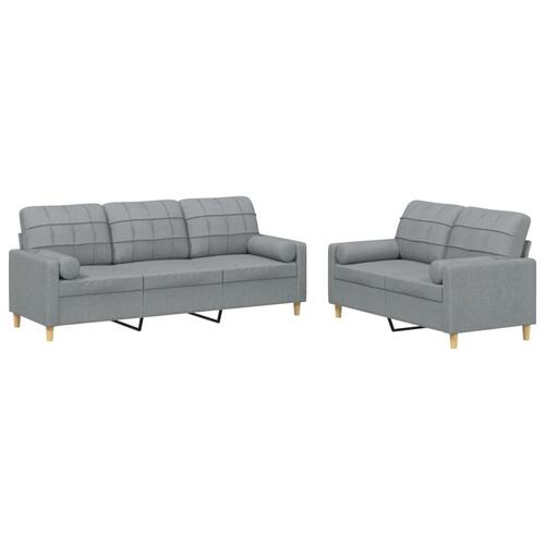 2 personers sofa med puder stof lysegrå