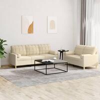 2 personers sofa med puder stof cremefarvet