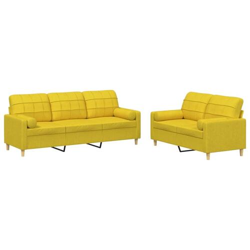 2 personers sofa med puder stof lysegul