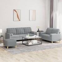3 personers sofa med puder stof lysegrå