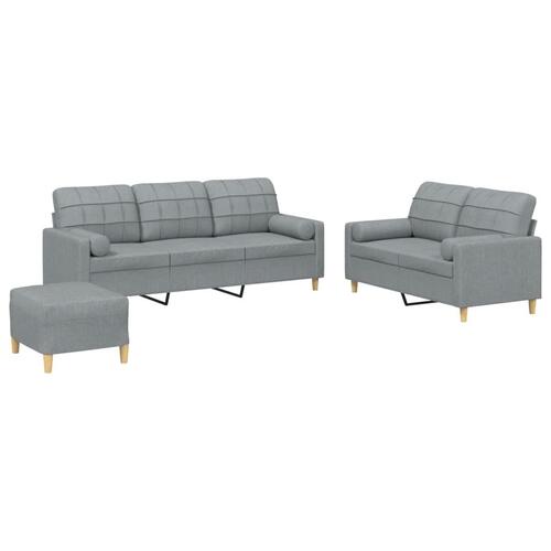 3 personers sofa med puder stof lysegrå