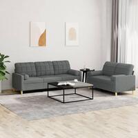 2 personers sofa med puder stof mørkegrå