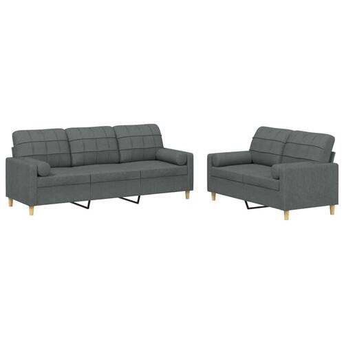 2 personers sofa med puder stof mørkegrå