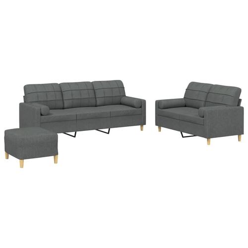 3 personers sofa med puder stof mørkegrå