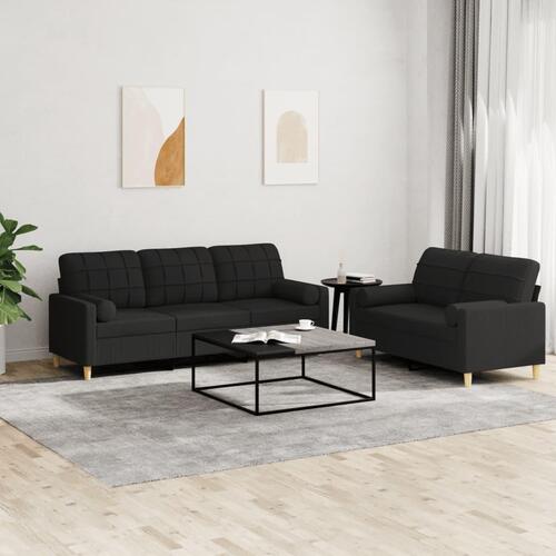 2 personers sofa med puder stof sort