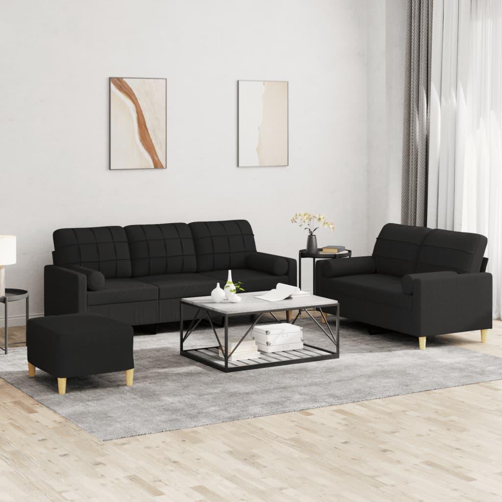 3 personers sofa med puder stof sort