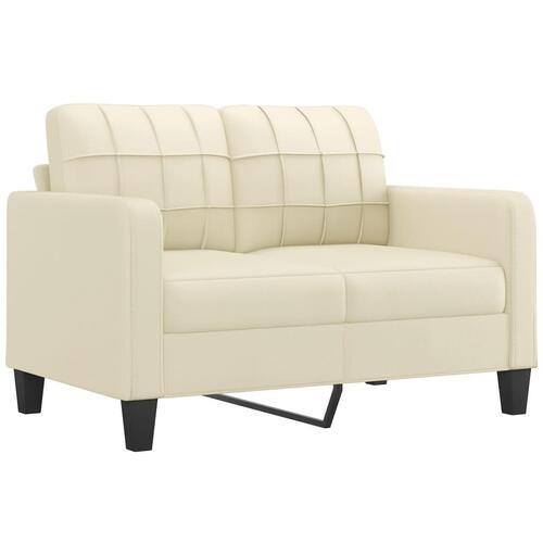 Sofasæt 4 dele med puder kunstlæder cremefarvet