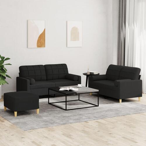 3 personers sofa med puder stof sort