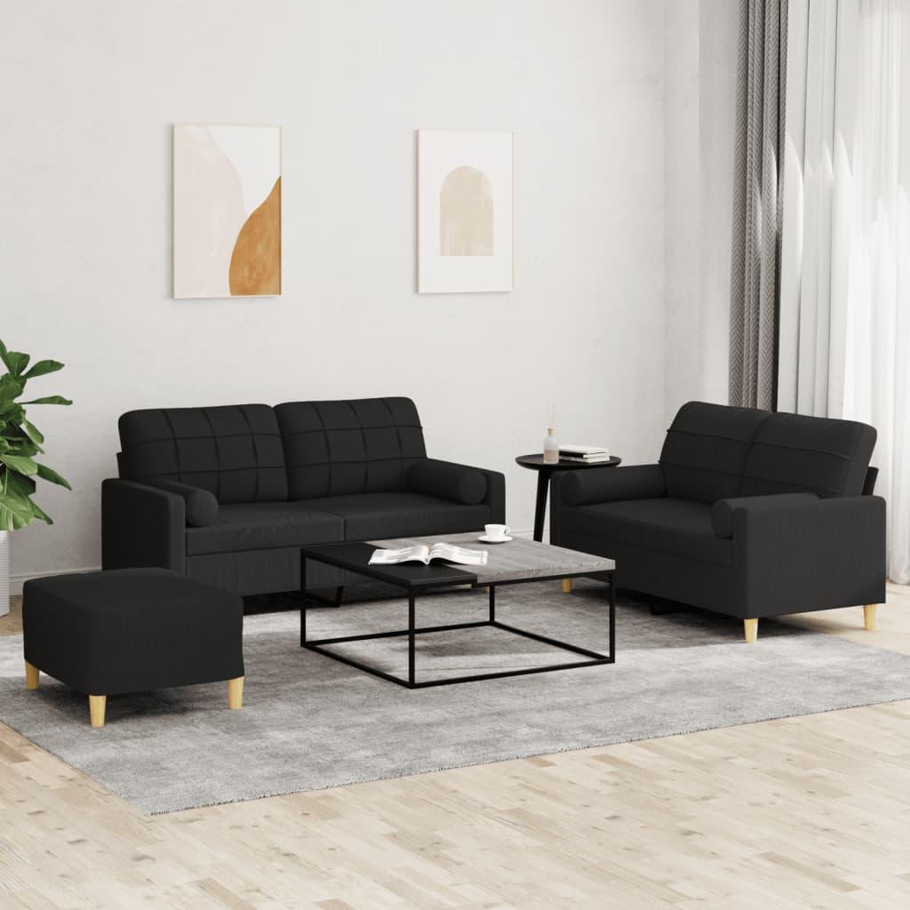 3 personers sofa med puder stof sort