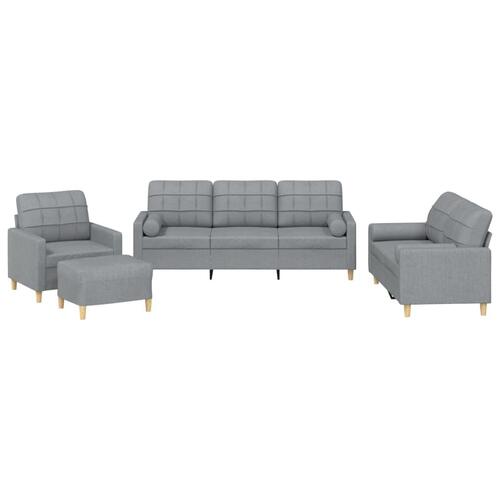 Sofasæt 4 dele med puder stof lysegrå