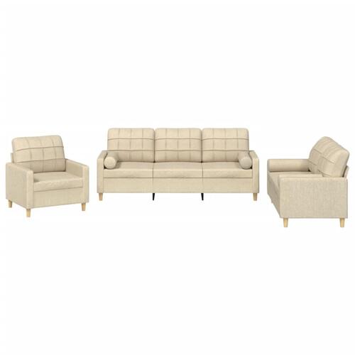 3 personers sofa med puder stof cremefarvet