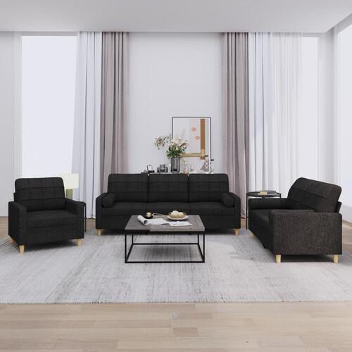 3 personers sofa med puder stof sort