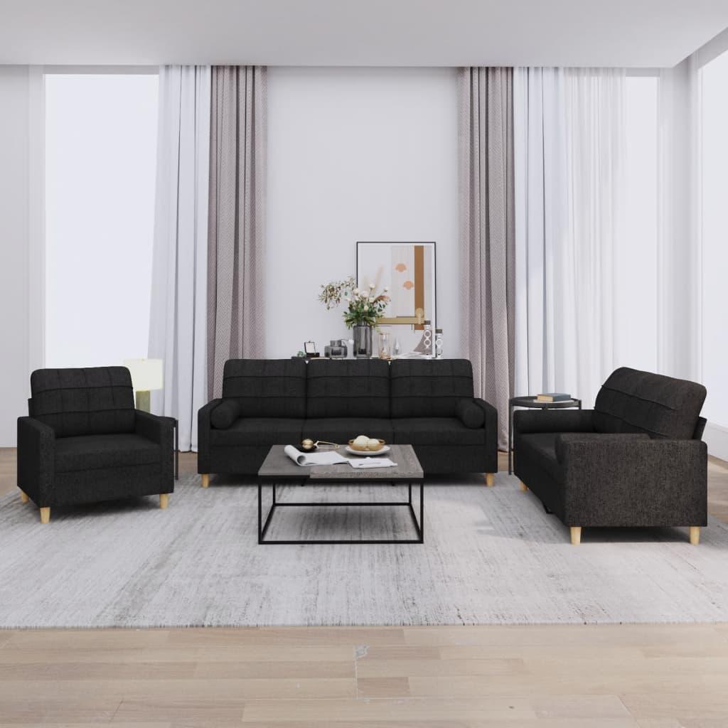3 personers sofa med puder stof sort