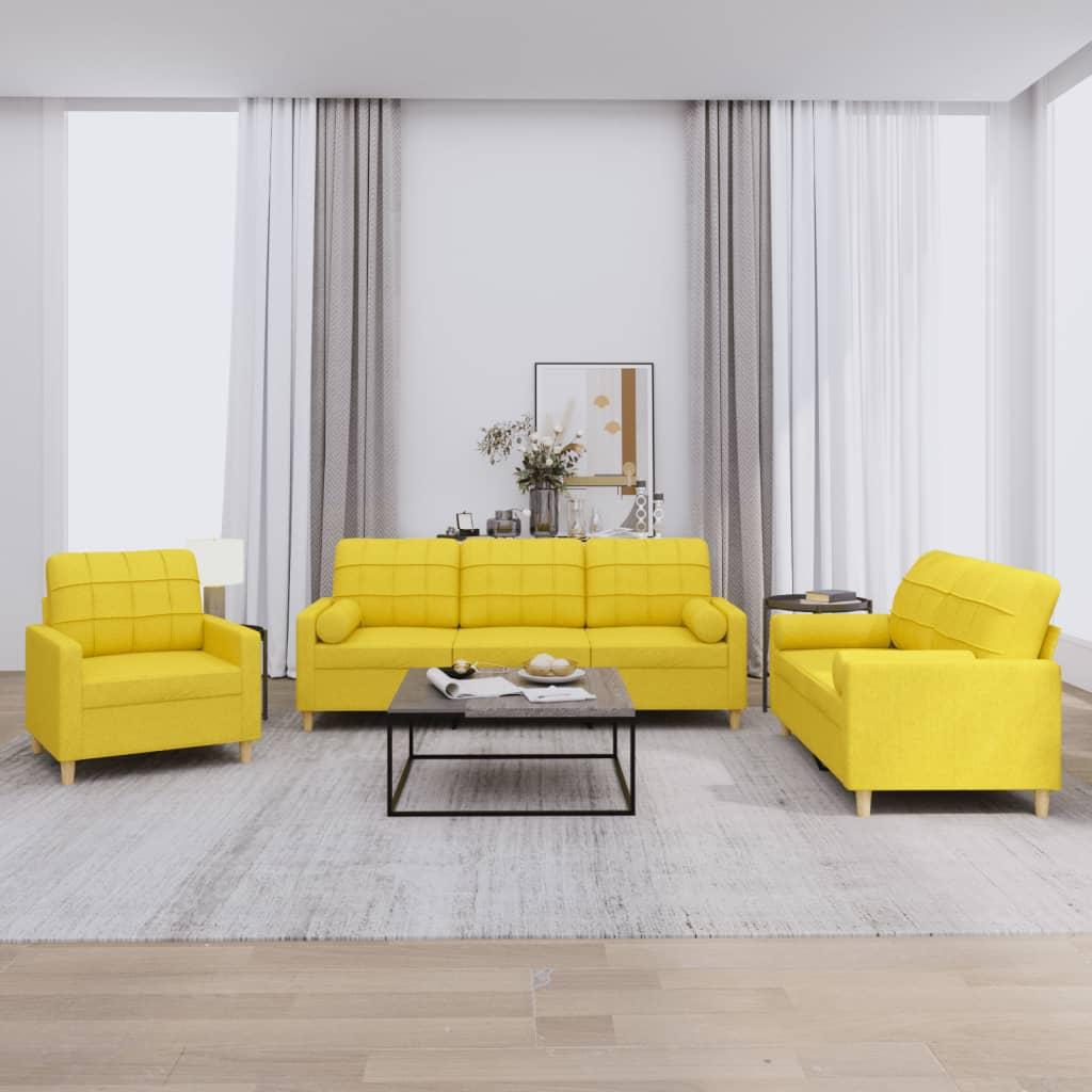 3 personers sofa med puder stof lysegul