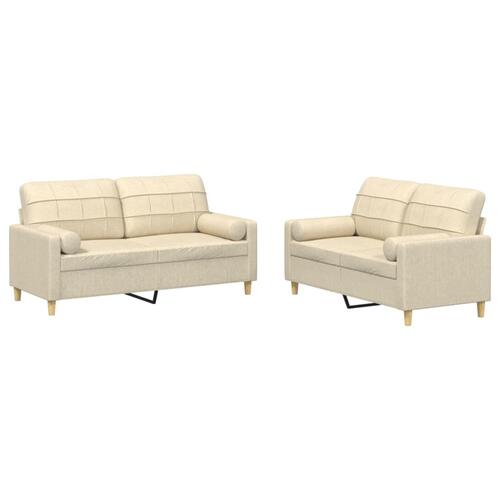 2 personers sofa med puder stof cremefarvet