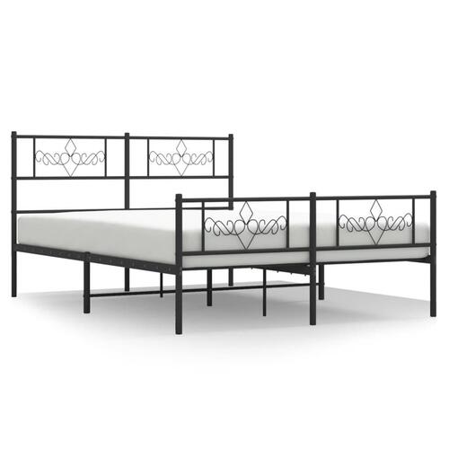 Sengeramme med sengegavl og fodgærde 140x190 cm metal sort