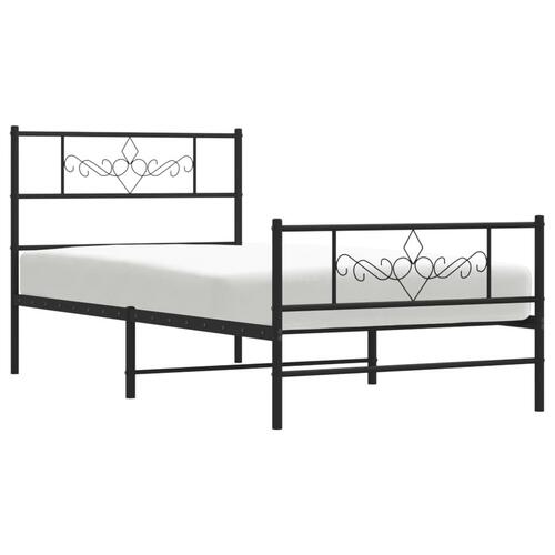 Sengeramme med sengegavl og fodgærde 90x200 cm metal sort