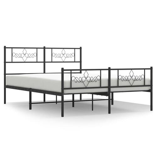 Sengeramme med sengegavl og fodgærde 140x200 cm metal sort