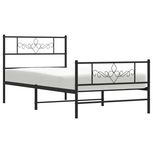 Sengeramme med sengegavl og fodgærde 75x190 cm metal sort
