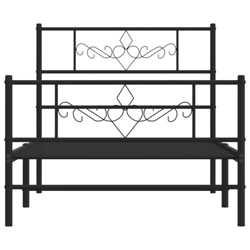 Sengeramme med sengegavl og fodgærde 75x190 cm metal sort