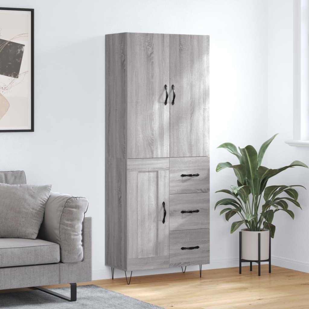 Højskab 69,5x34x180 cm konstrueret træ grå sonoma-eg billede