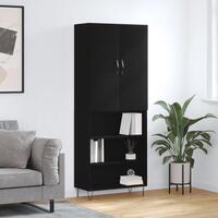 Højskab 69,5x34x180 cm konstrueret træ sort