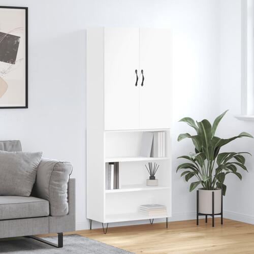 Højskab 69,5x34x180 cm konstrueret træ hvid