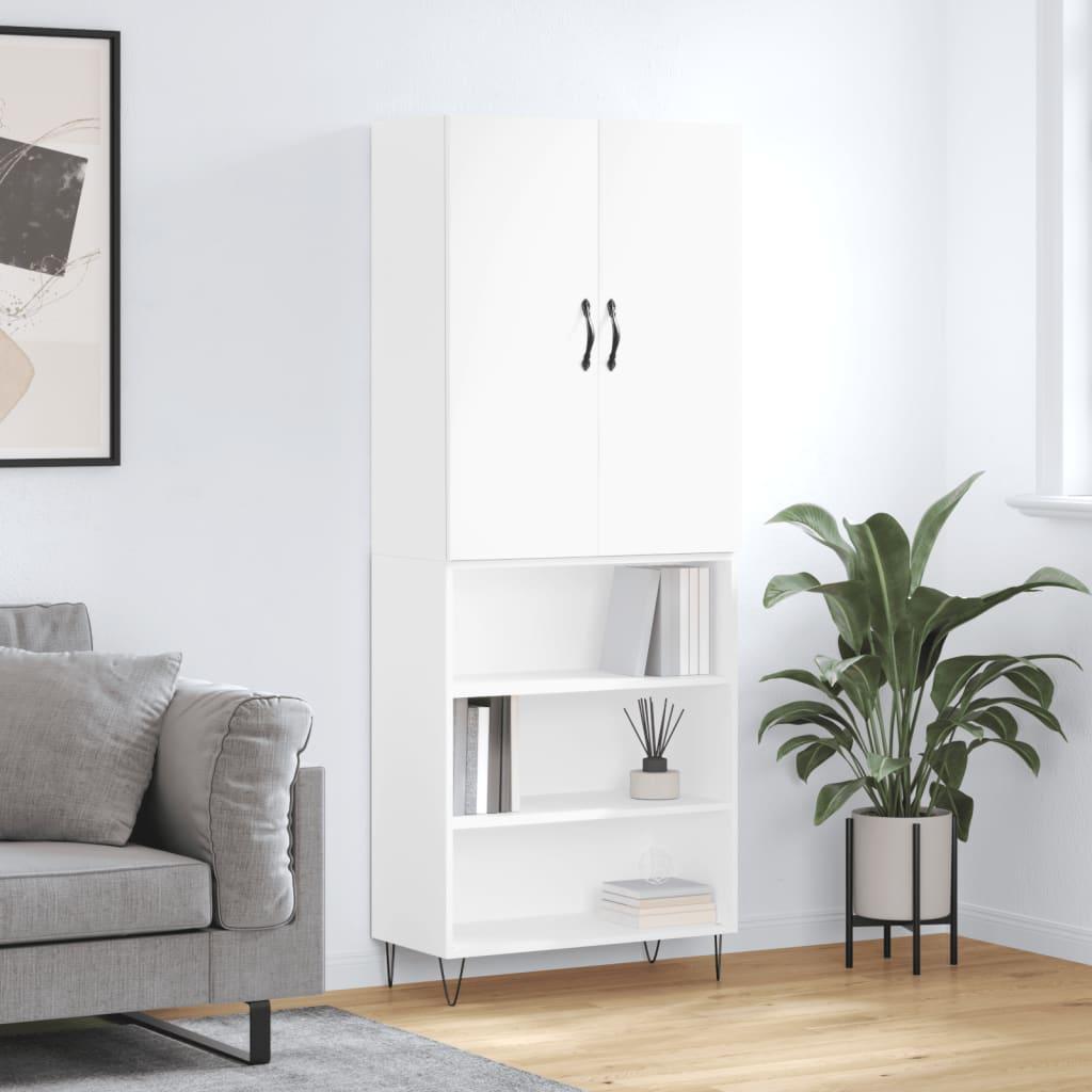 Højskab 69,5x34x180 cm konstrueret træ hvid